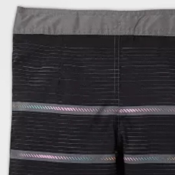 ART CLASS youth charcoal gray & rainbow stripe dolphin hem board shorts 16 Husky - Picture 6 of 7